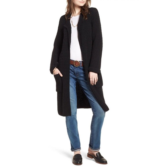 Madewell Waffle Stitch Black Sweater Coat Cotton, Polyamide, Wool Blend … - Picture 8 of 10